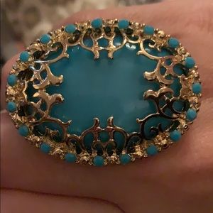 Blue and gold adjustable ring